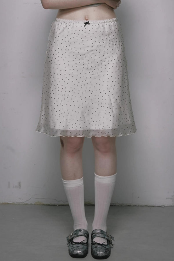 French Polka Dot A-Line Chiffon Skirt