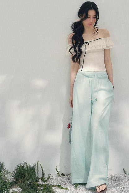 Schulterfreie Rüschenbluse