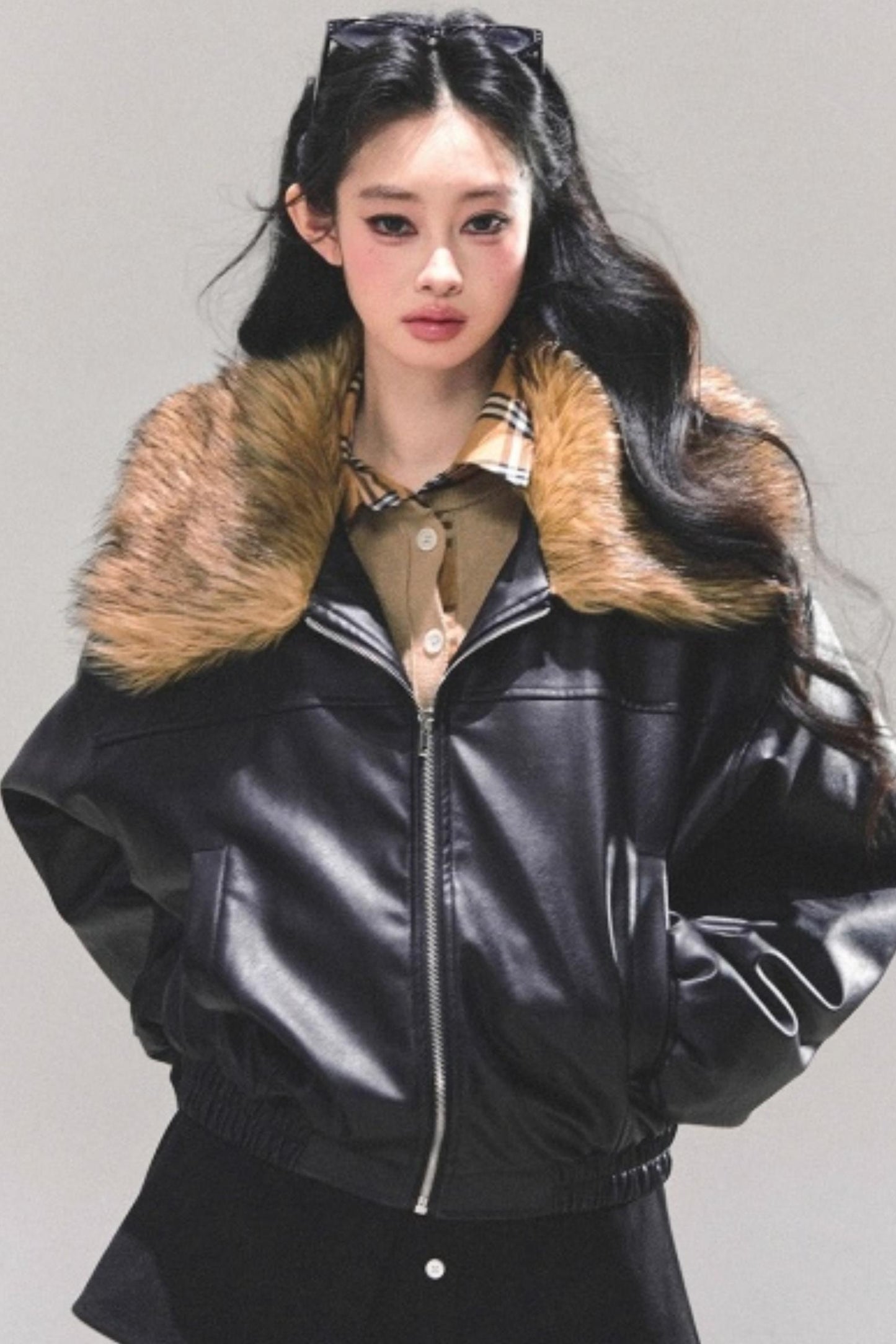 Fake Two Korean Long-Sleeve Knit Top