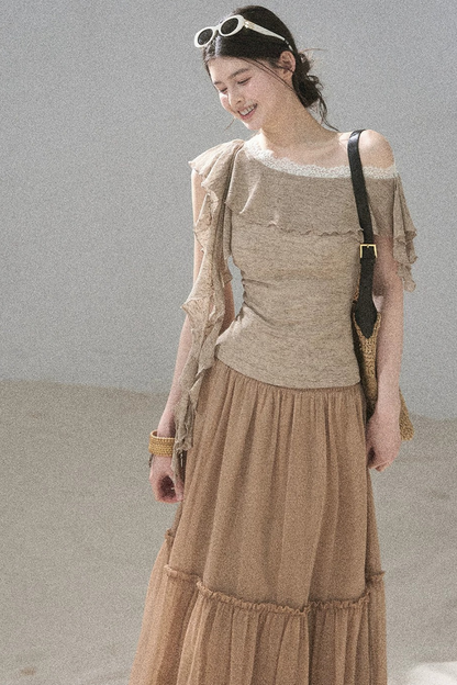 Before the Sunset Lace Off-Shoulder Top