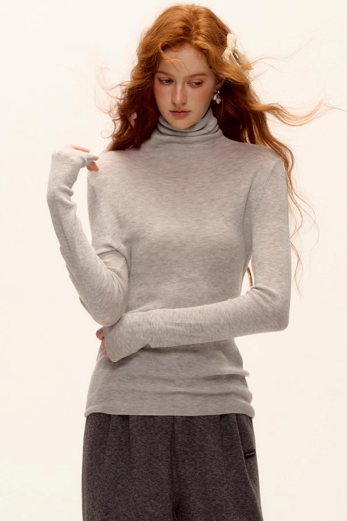 Wool-Blend Turtleneck Top