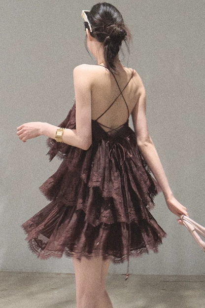 Heartbeat Lace Tiered Dress and Camisole Set