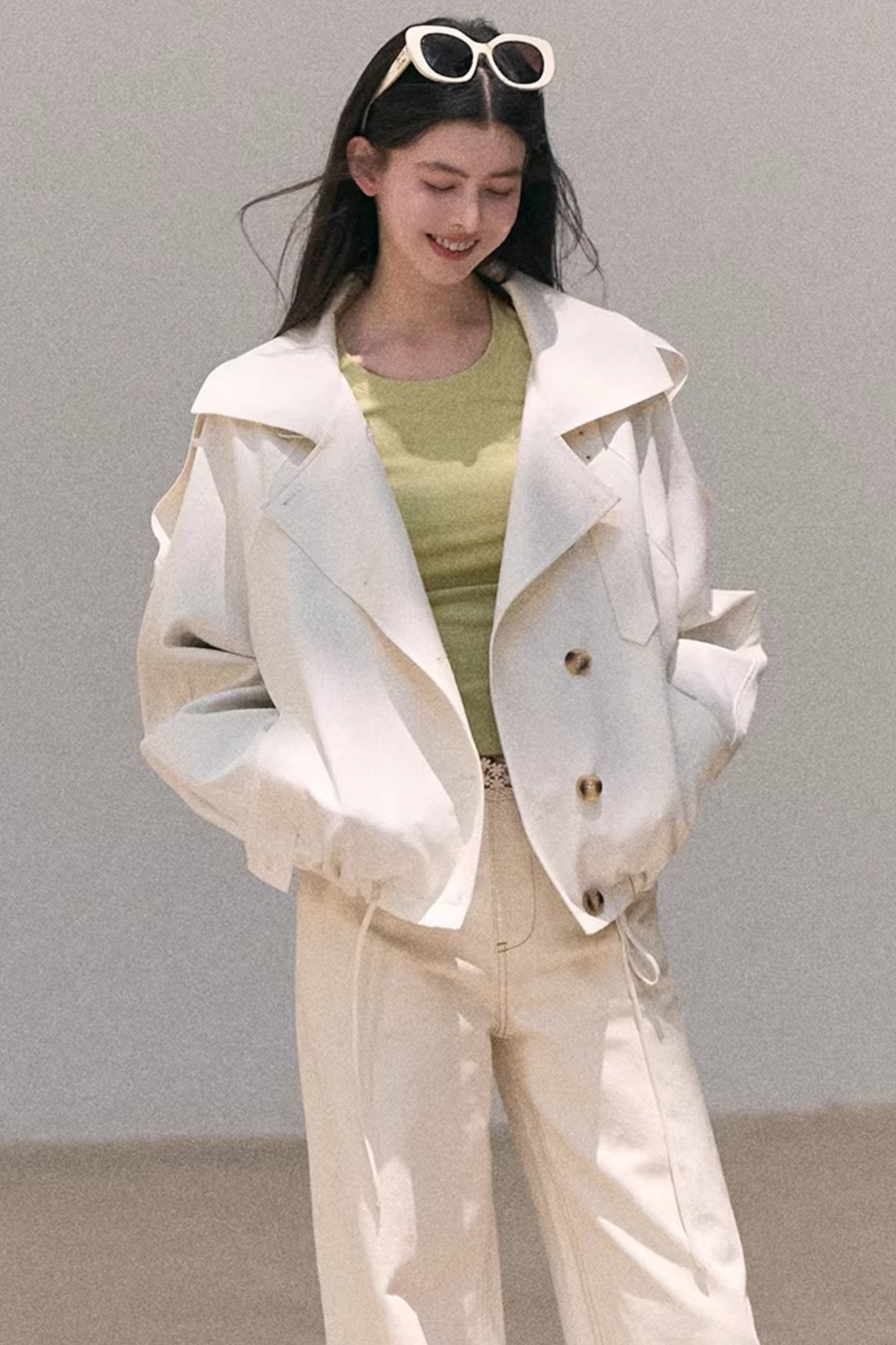 Contrast Embroidered Ruched Top