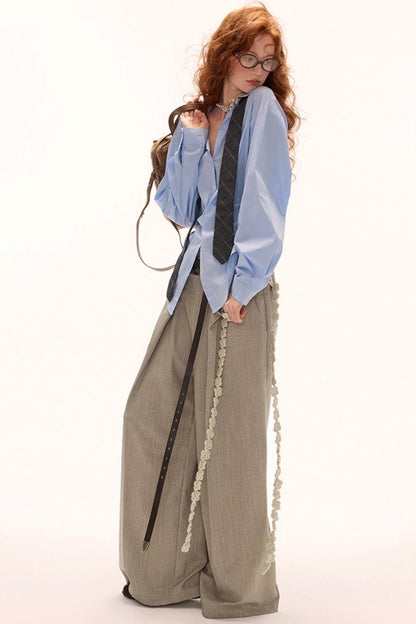 Double Waisted Plaid Straight Pants