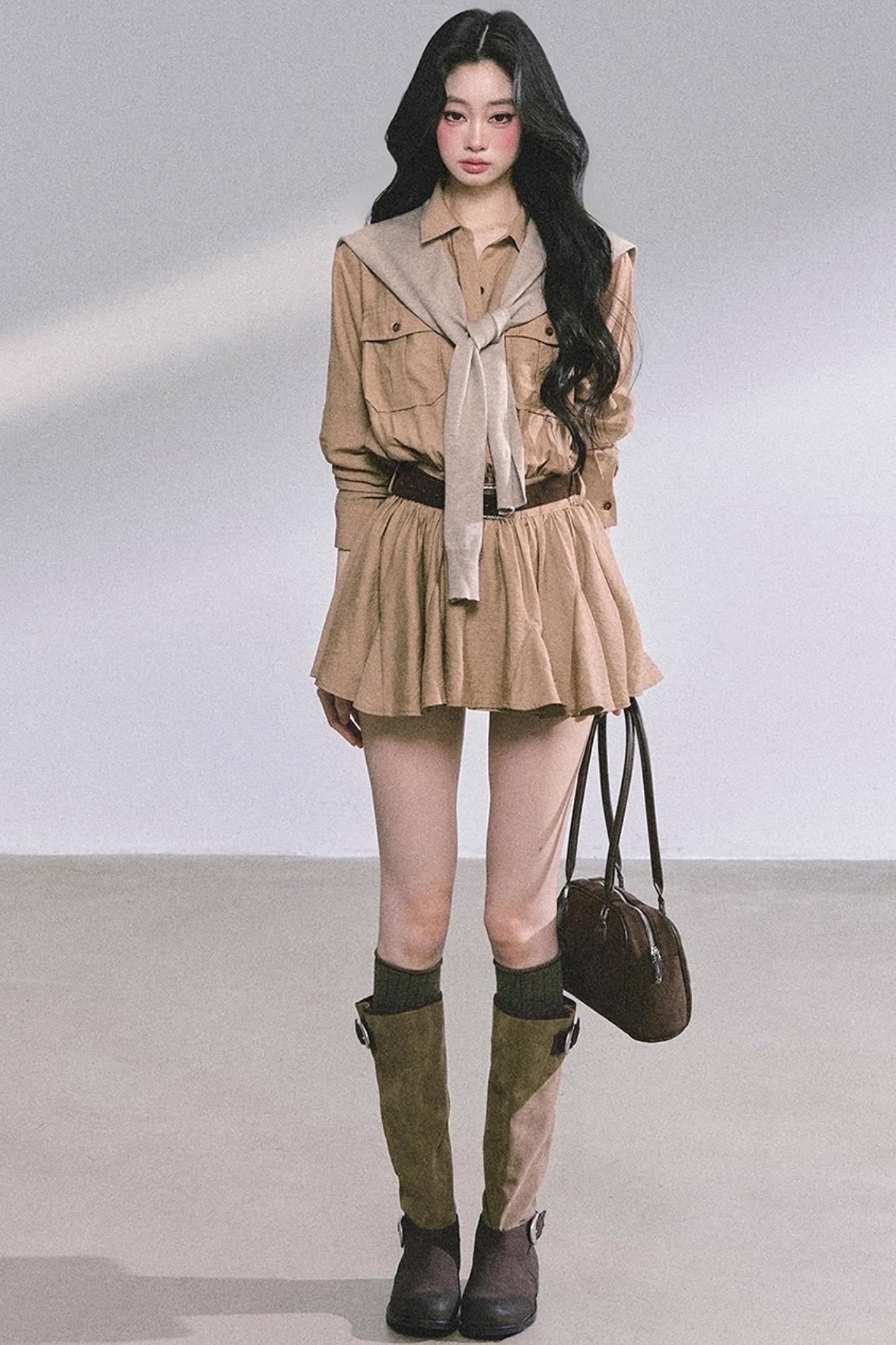 Plaid Two-Piece Winter Dress Set-Up