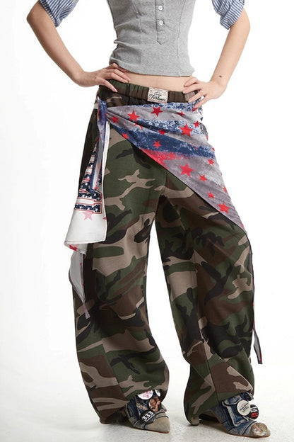 Camouflage Wide-Leg Pants