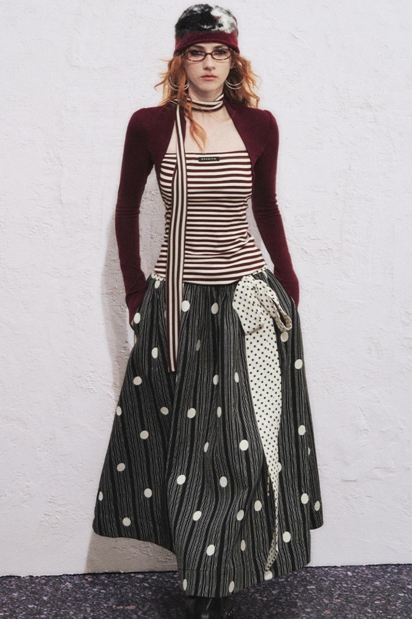 Fake Two Slimming Striped Knit Top