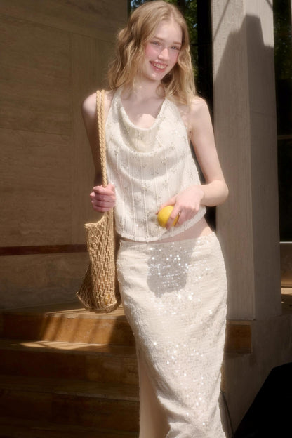 Celestial Slouchy Suit With Knit Skirt Set-Up