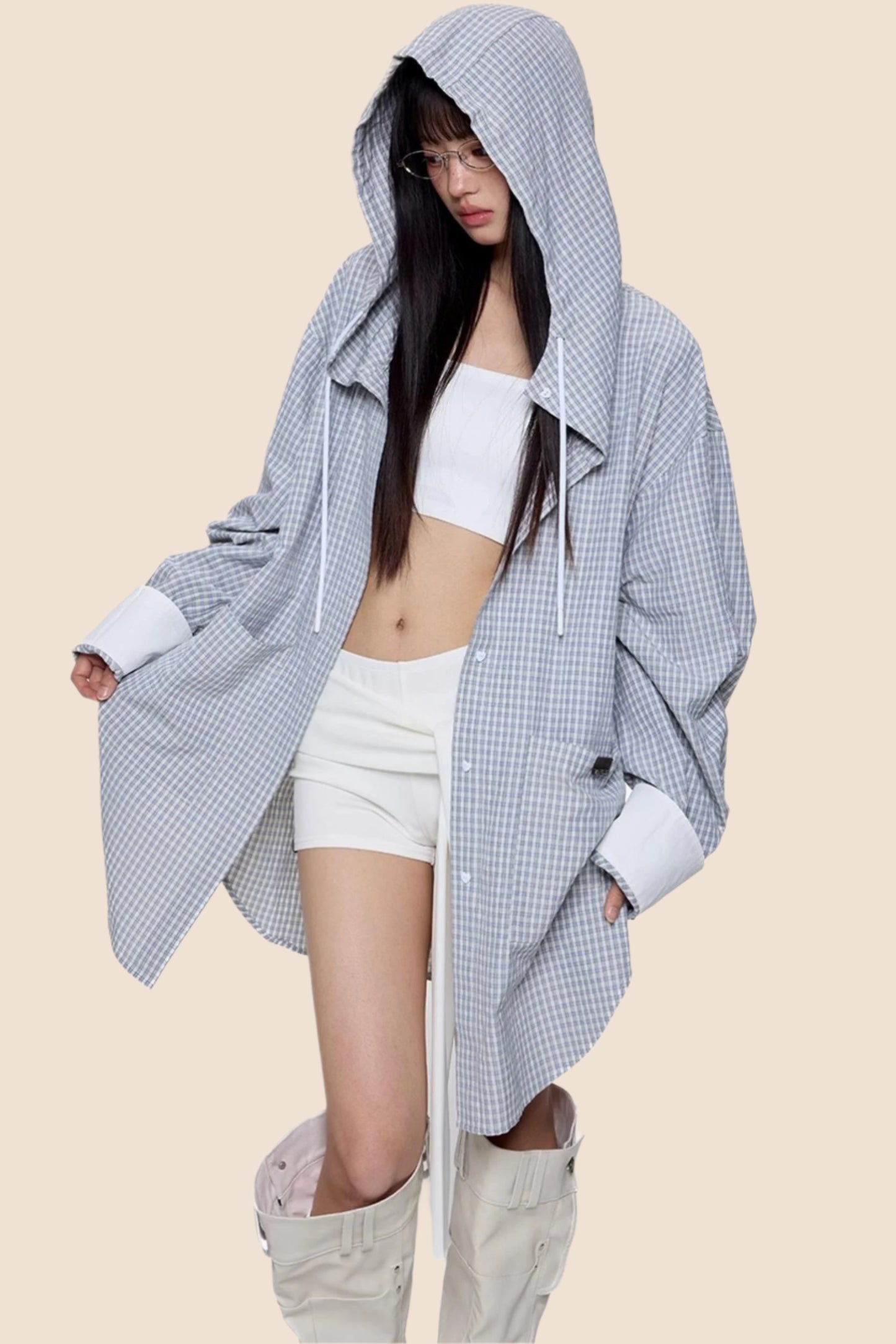 Plaid Hooded Casual Jacket