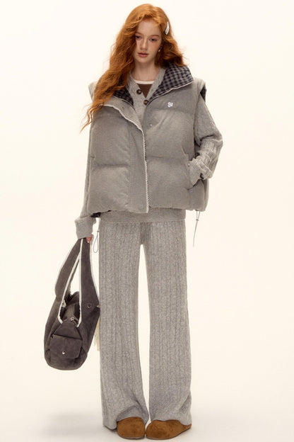 Reversible Plaid Lace Vest Jacket