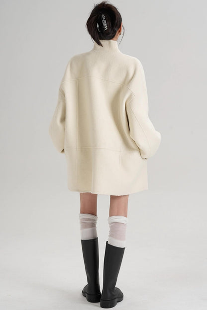 Stand-Up Collar Loose Sleeve Wool Jacket
