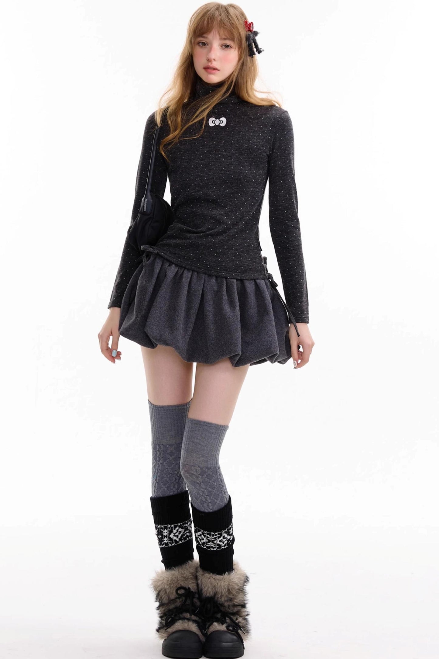 Autumn High-Waisted Woolen A-Line Skirt