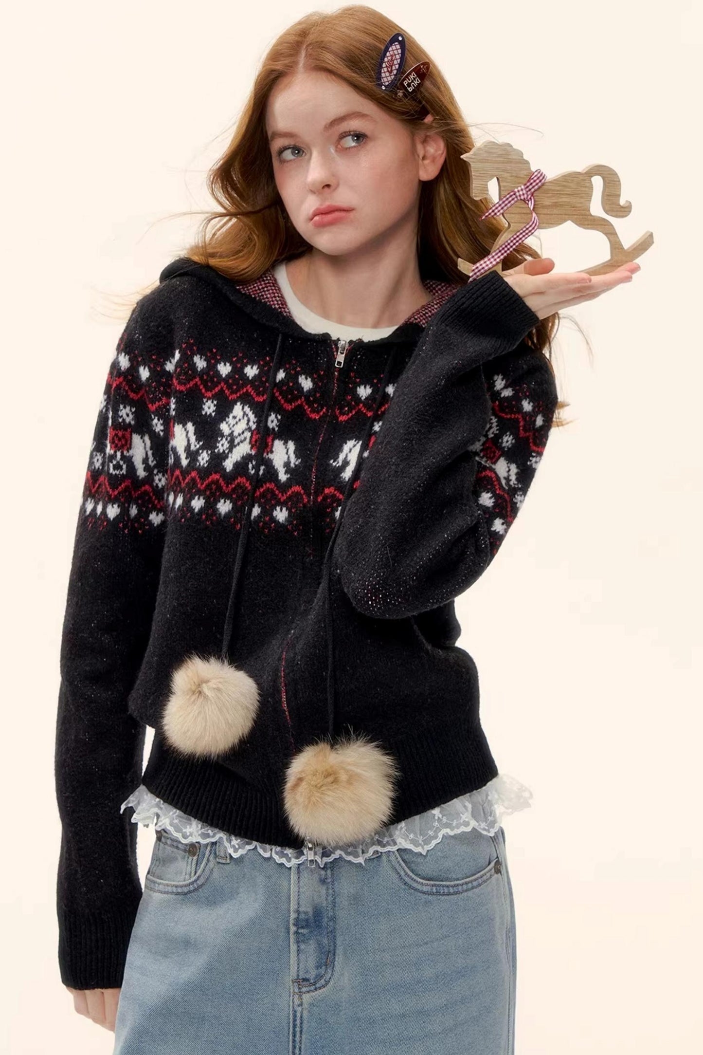 Wool Blend Fair Isle Jacket Set-Up