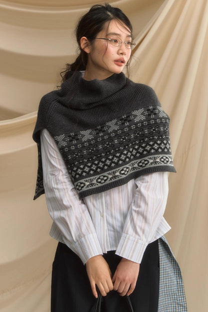 Rime Snow Jacquard Shawl Coat