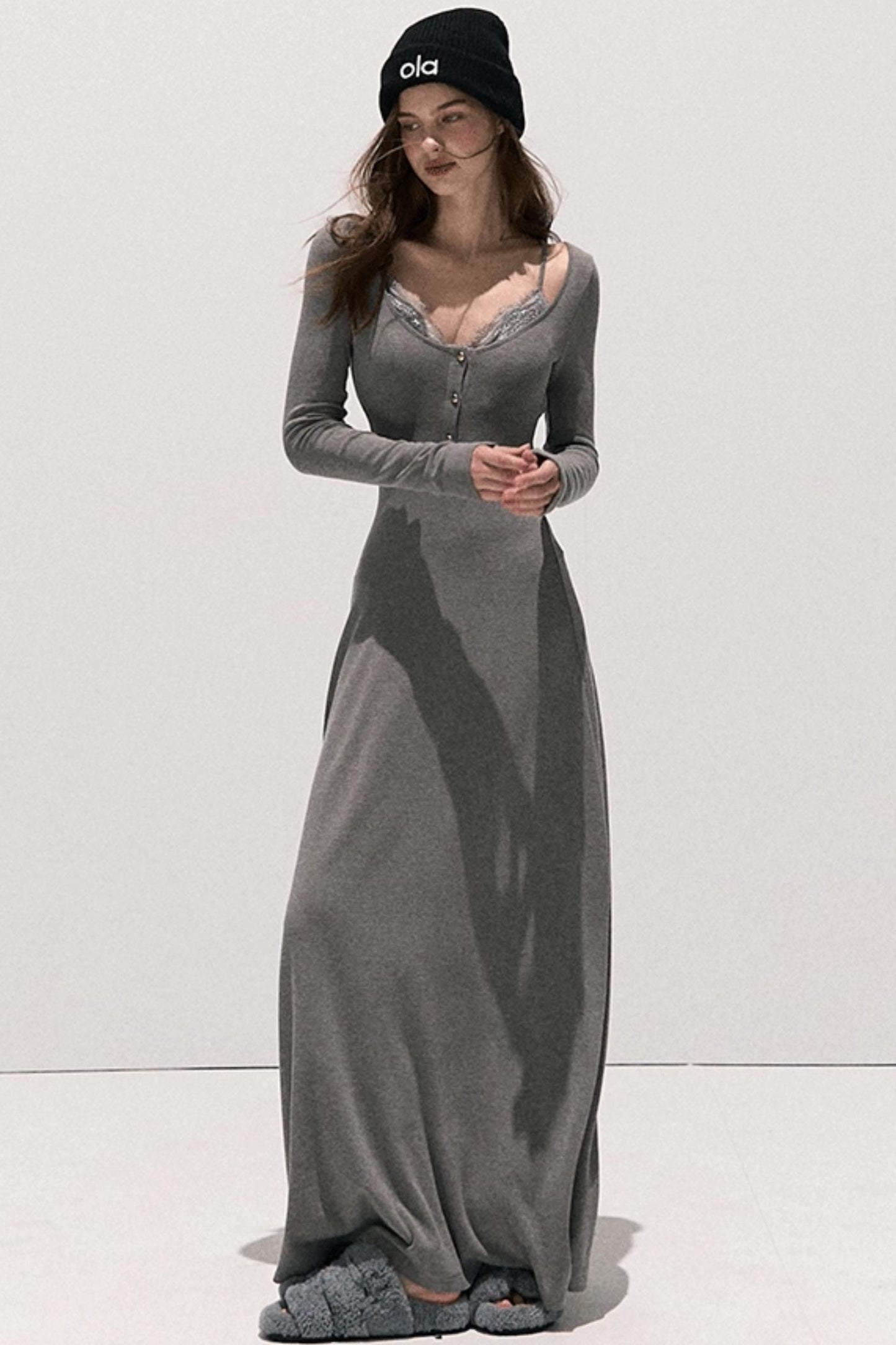 Lace Stitched Knit Waist Dress