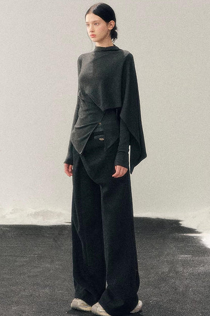 Irregular Waist-Cinching Winter Top