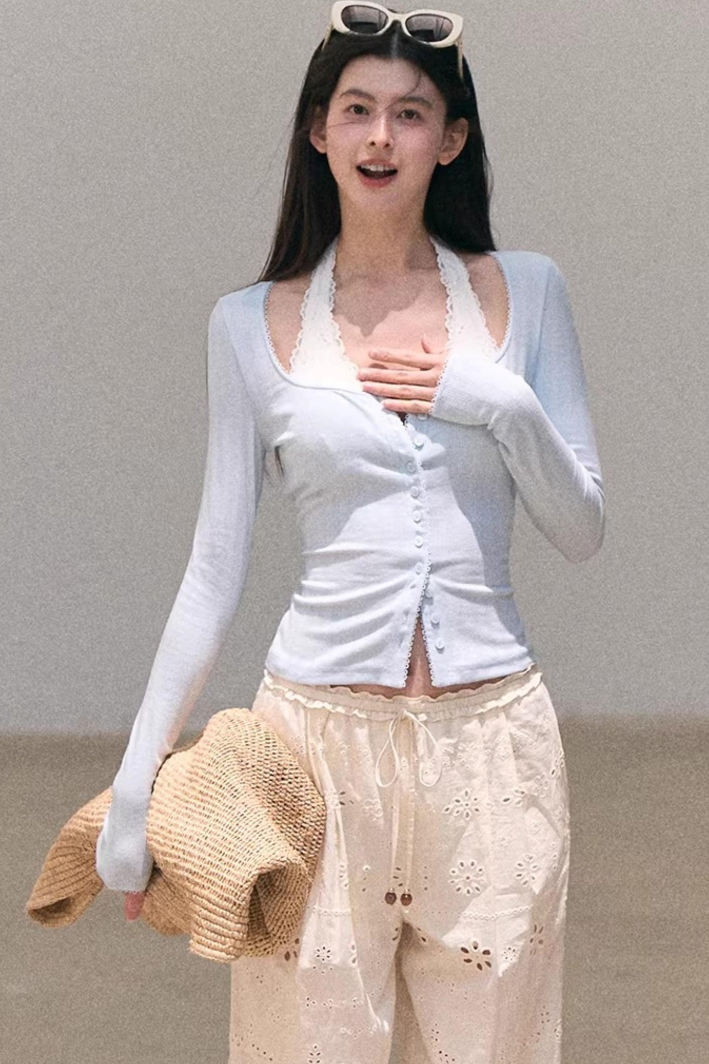 Lace-Trimmed Halter Camisole