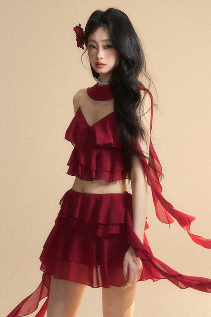 Luxury Halter With Skirt Set-Up