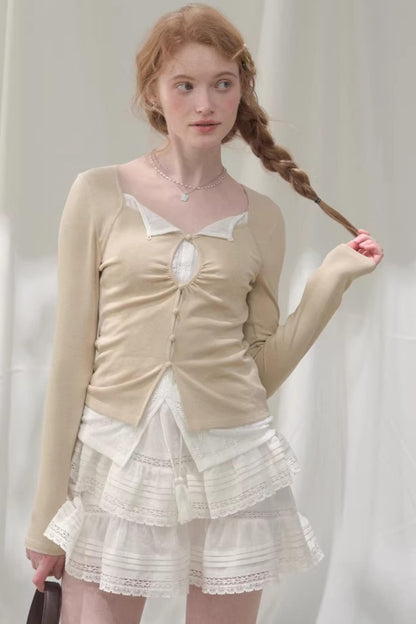 Seashell Lace Layered Top