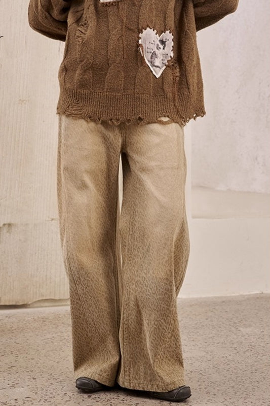 Leopard Split Wide Leg Pants