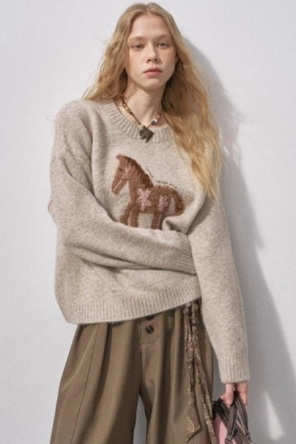Floral Pony Festive Sweater