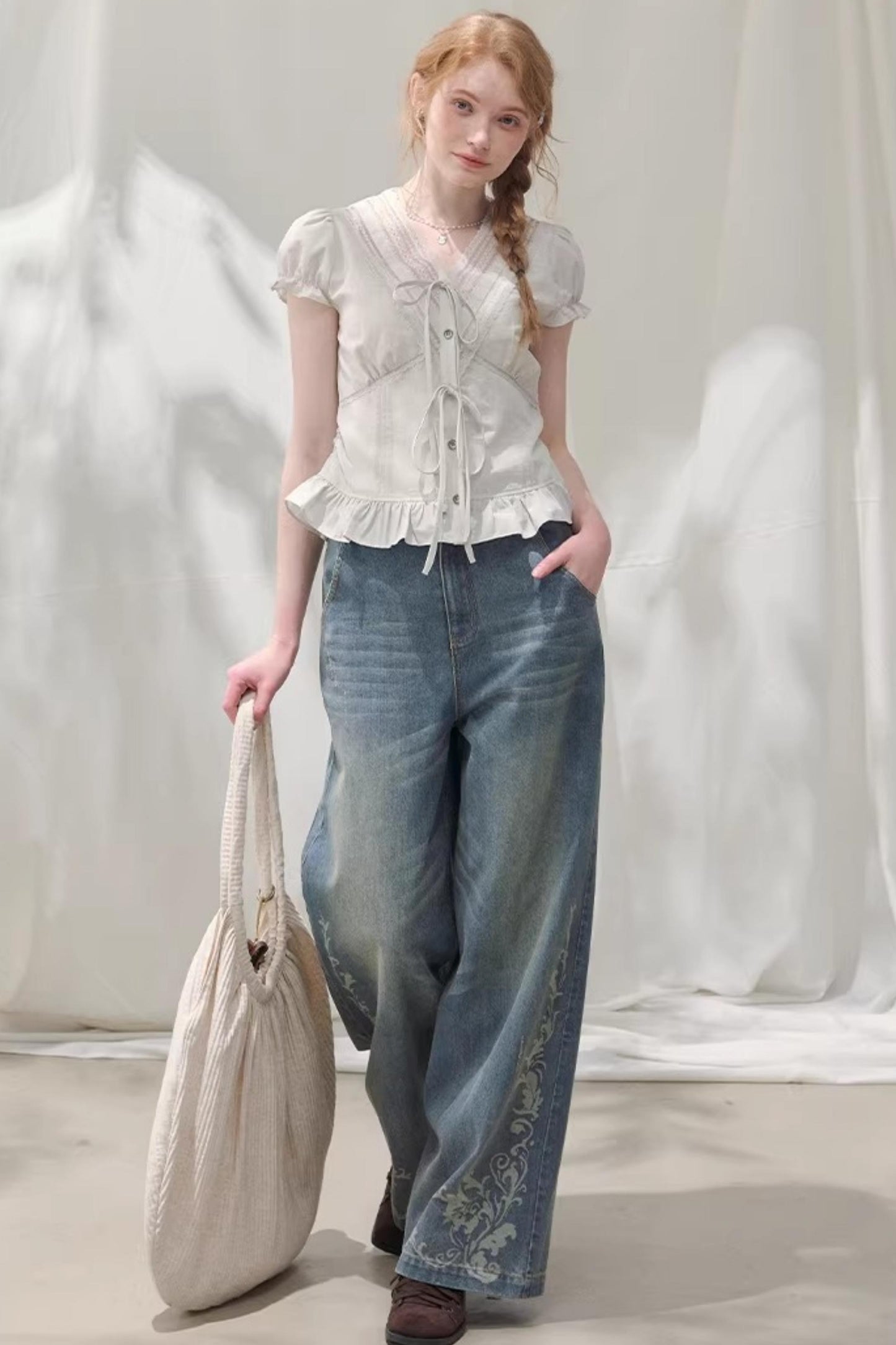 Laser Embossed Vintage Jeans