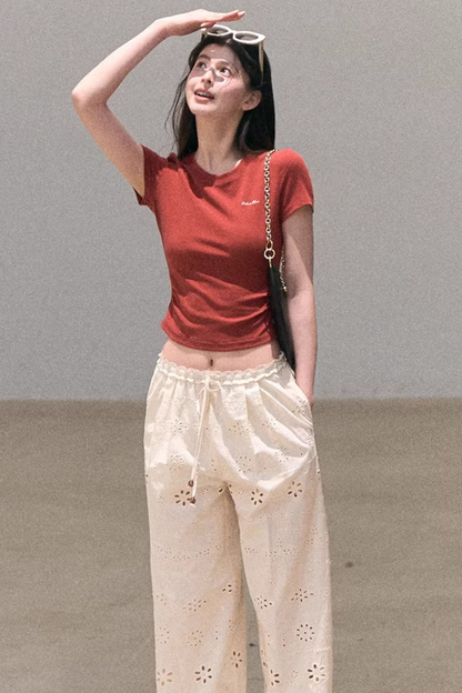 Embroidered Pure Cotton Pants