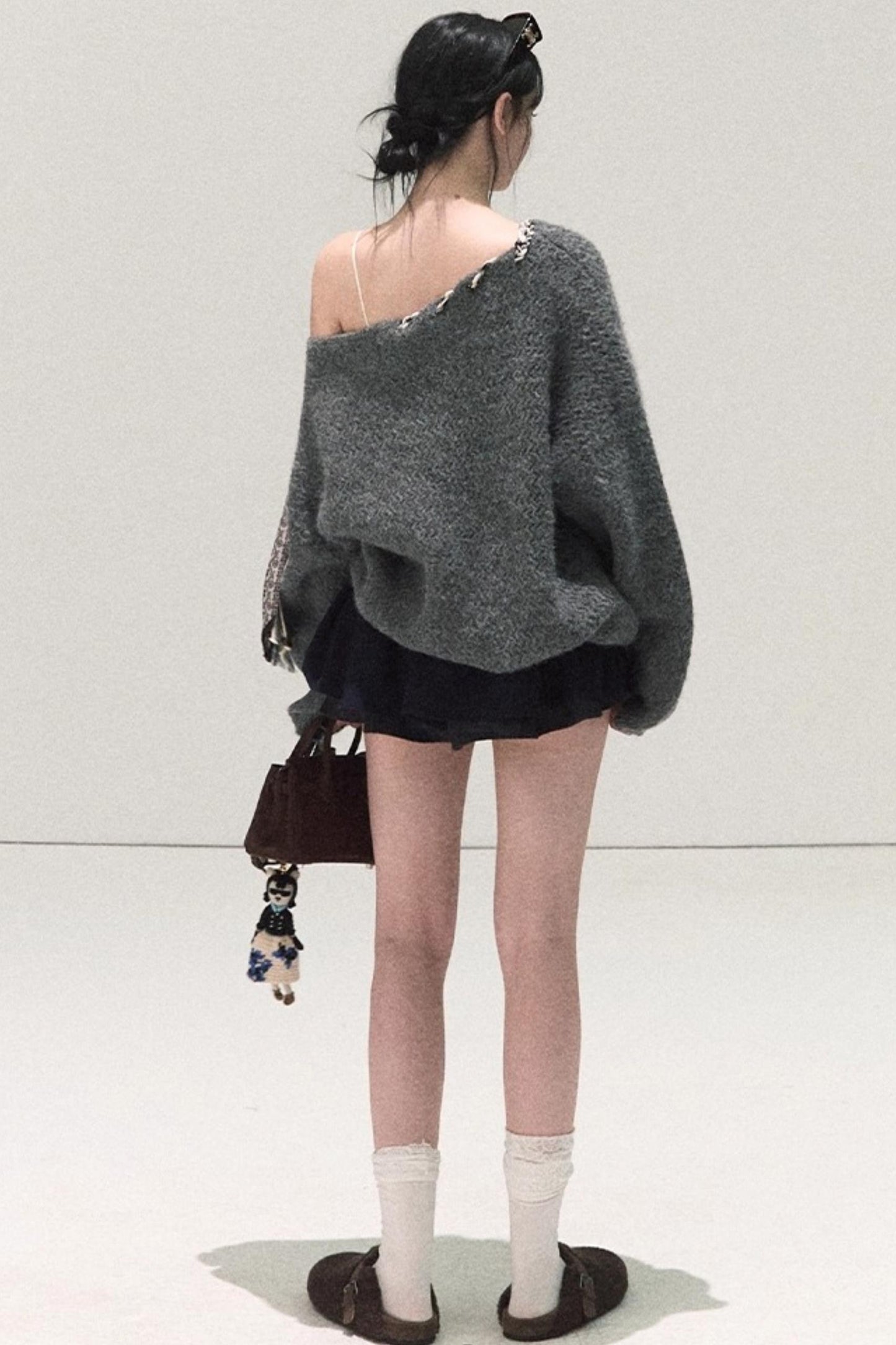 Plaid Color-Blocked A-Line Skirt