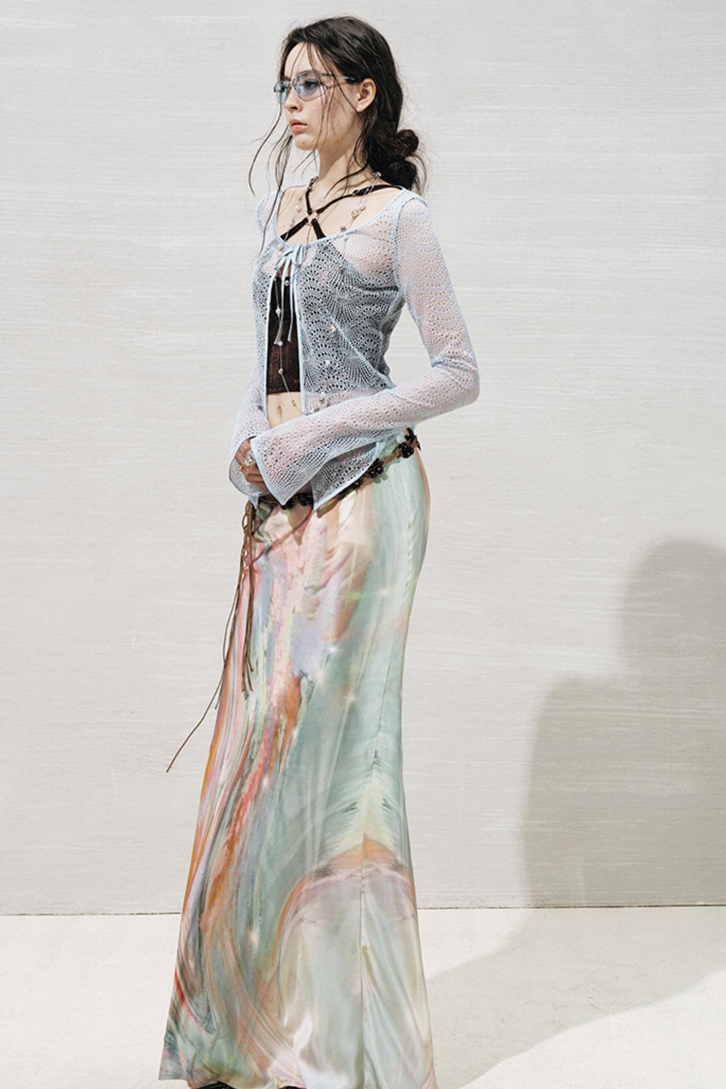 Lace Metallic Cardigan Set