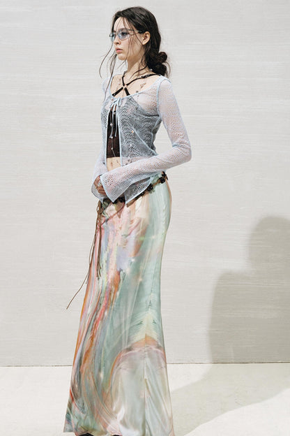 Lace Metallic Cardigan Set