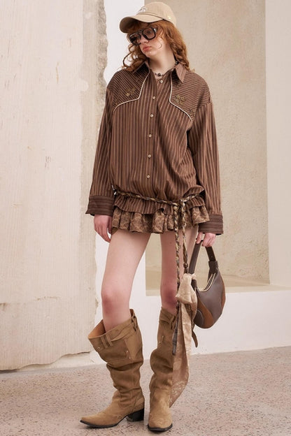 Vintage Beaded Suede Shirt