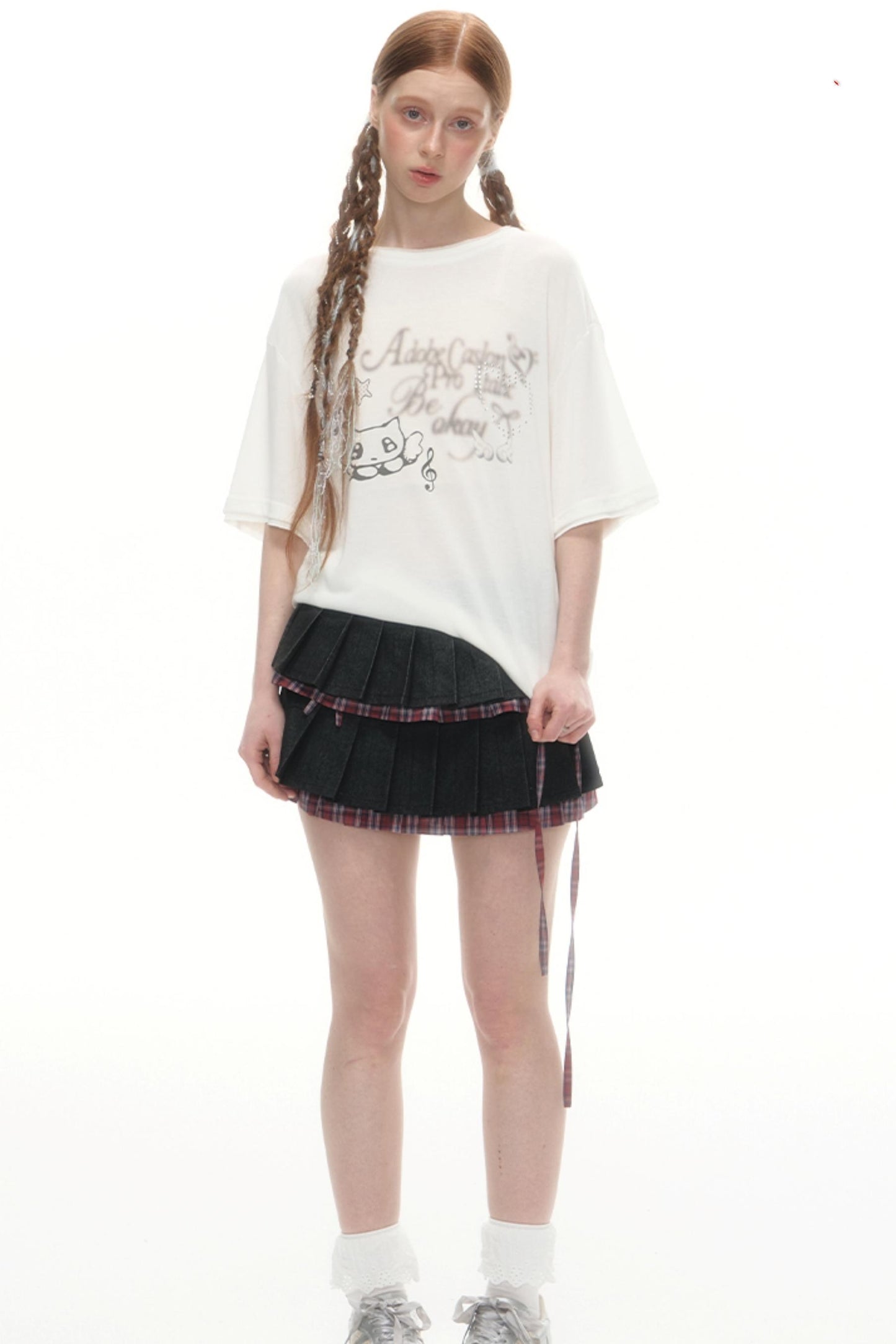 Separate Fart Curtains With Plaid Halter Skirt Set