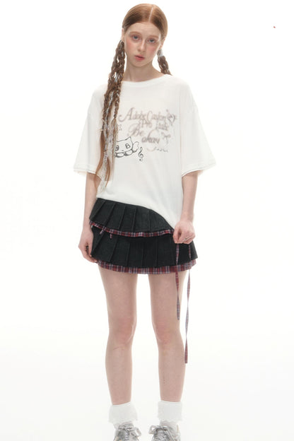 Separate Fart Curtains With Plaid Halter Skirt Set