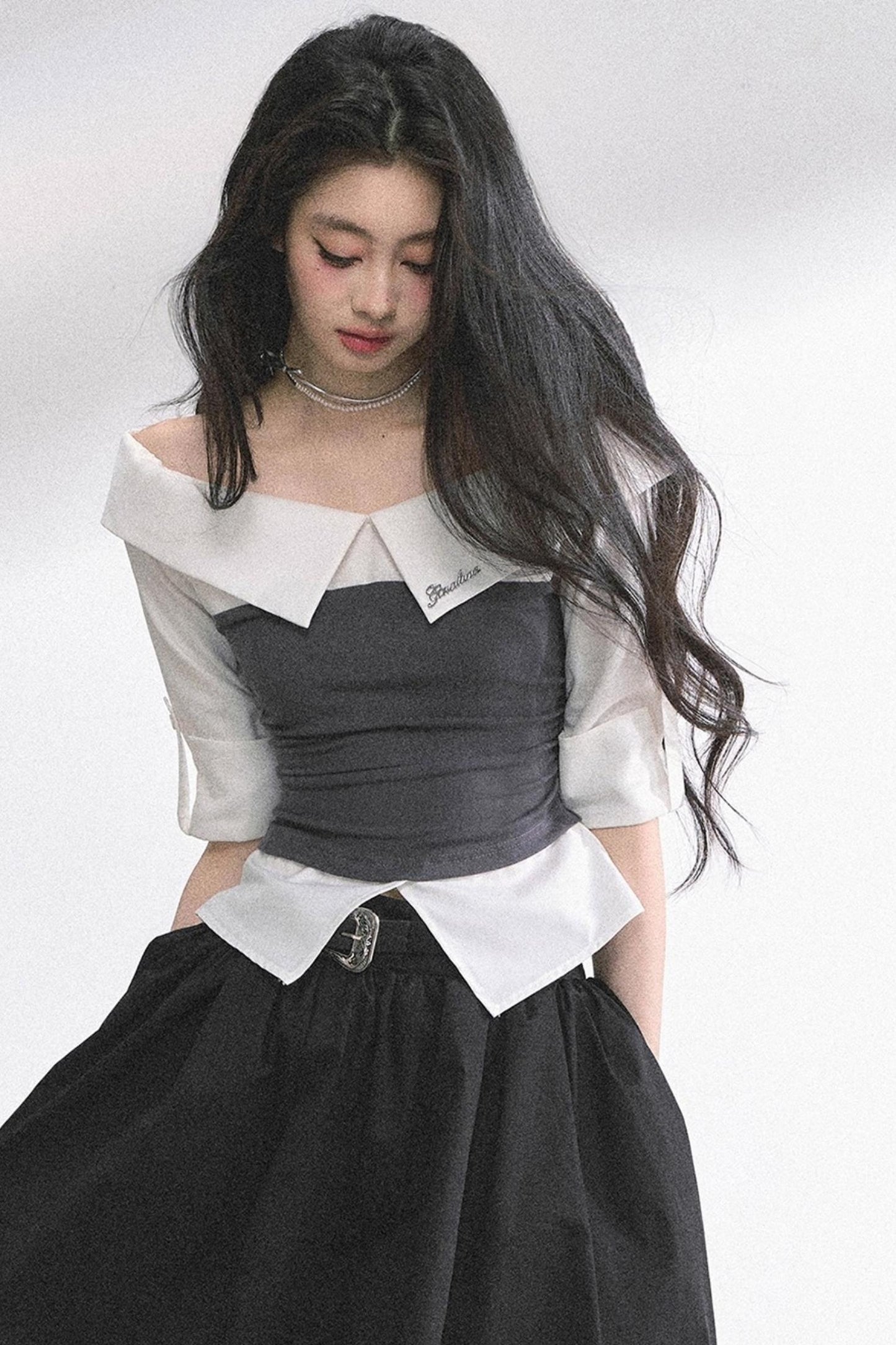 Gray Sugar Striped Short-Sleeved Shirt