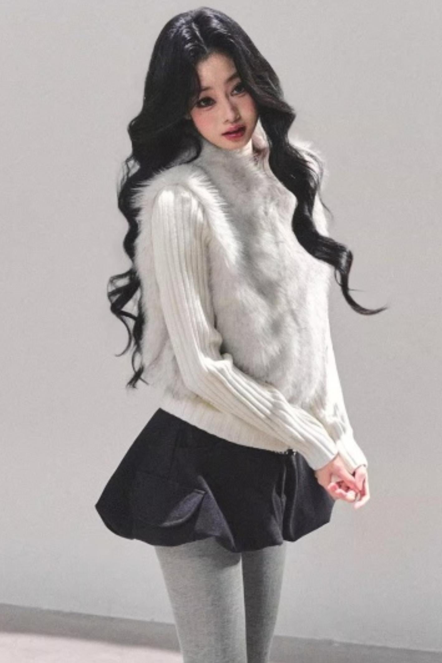 Faux Fur Leopard Knit Jacket