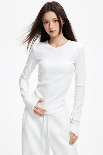 Slim Round Neck Long Sleeve Knitwear