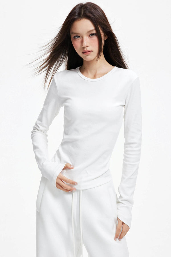 Slim Round Neck Long Sleeve Knitwear