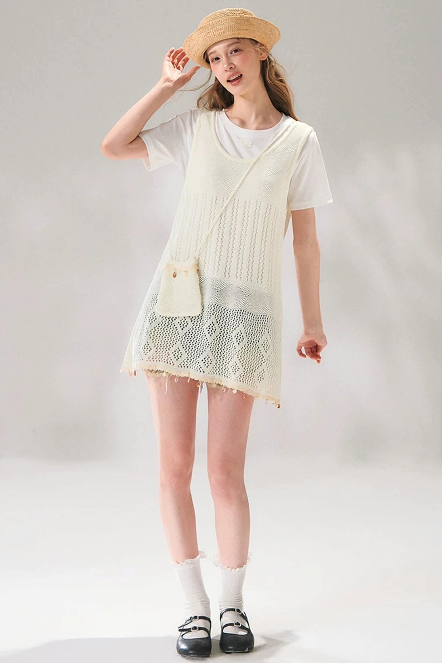 Shell Jacquard Knitted Vest Set