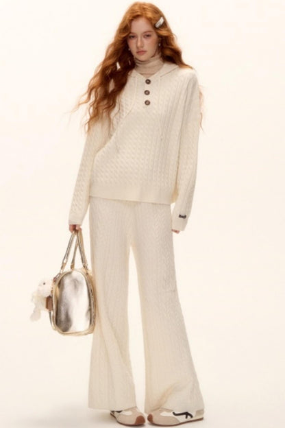 Wool Blend Hooded Knit Set-Up