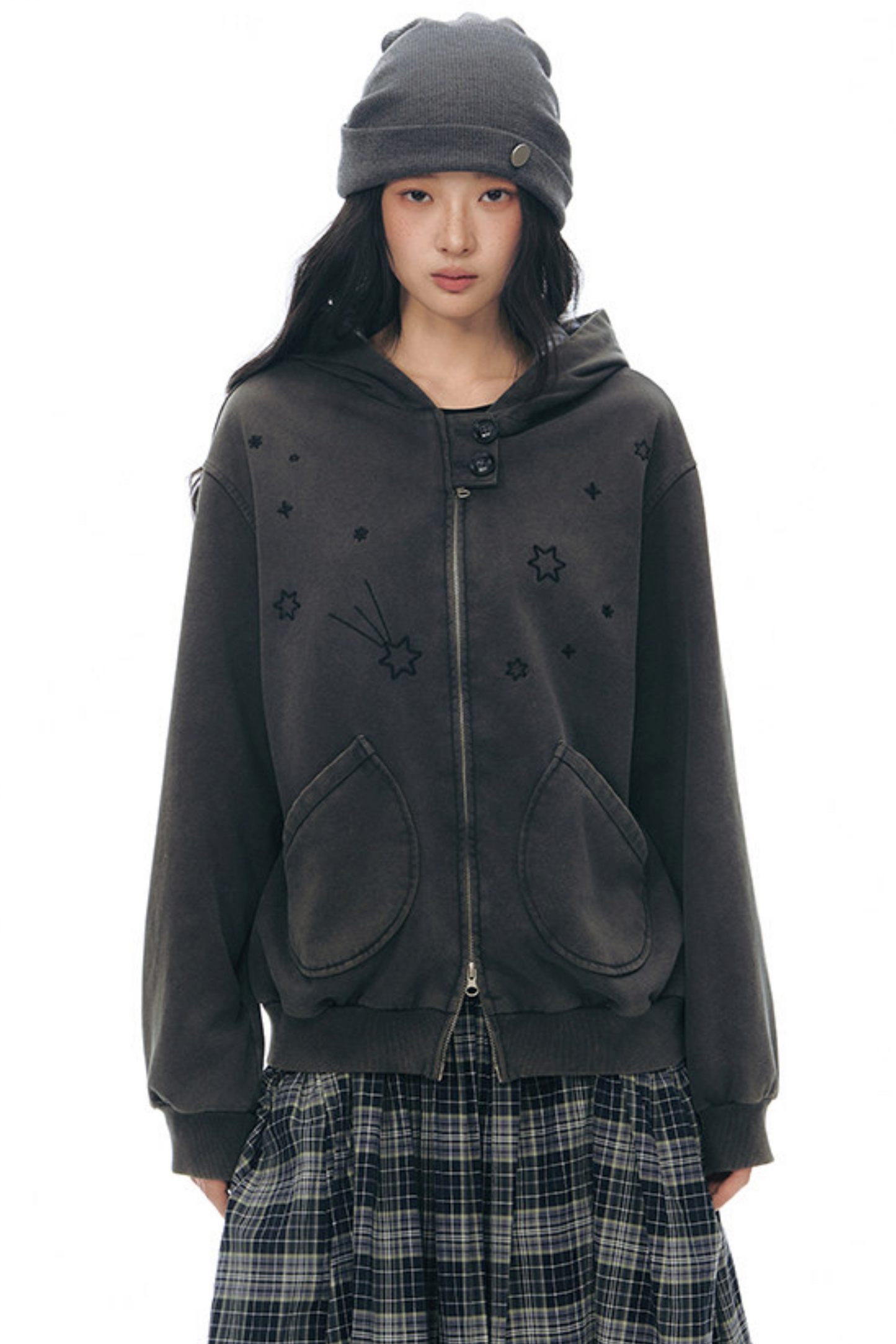 Patchwork Distressed Cardigan Jacket