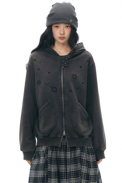 Patchwork Distressed Cardigan Jacket