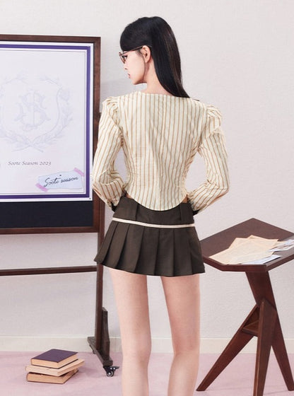 Low-rise tie bow mini skirt