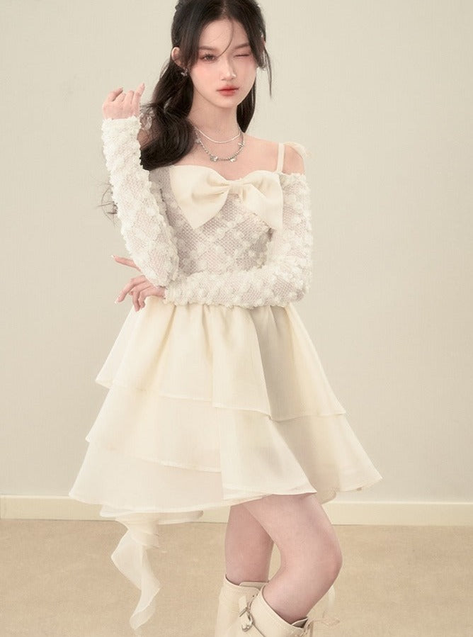 Original Lace Long-sleeved Slip Dress