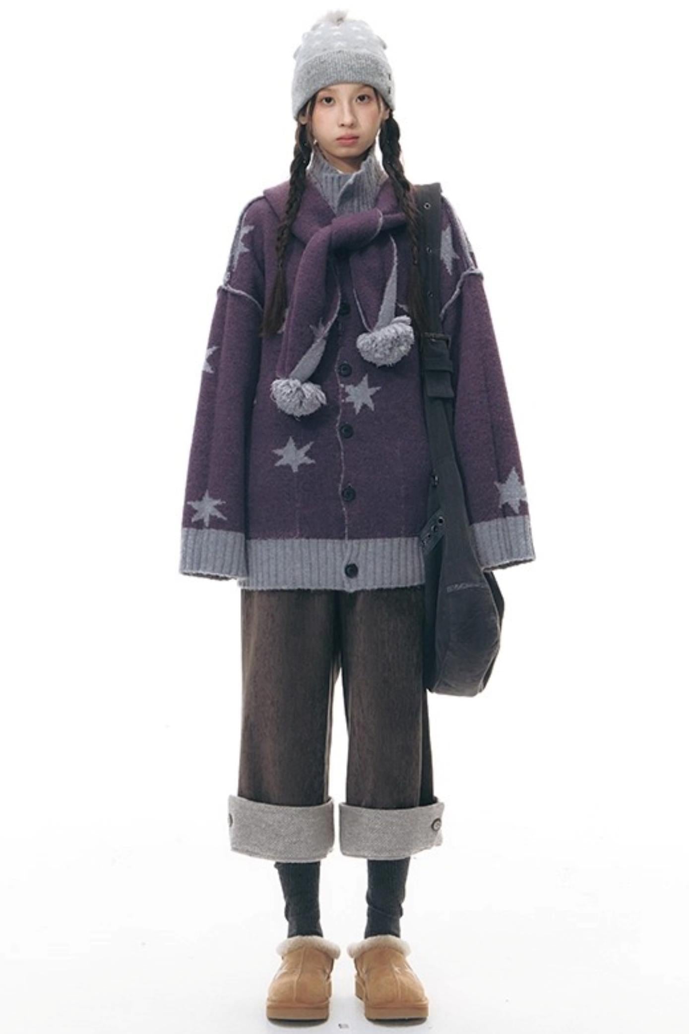 Reversible Star Cardigan Sweater Jacket Set-Up