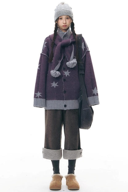 Reversible Star Cardigan Sweater Jacket Set-Up