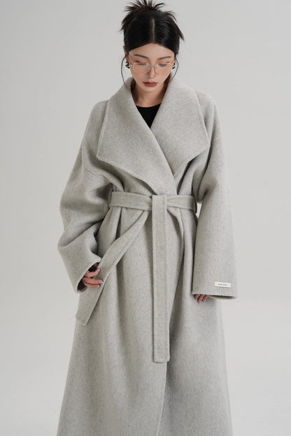Large Lapel Long Wool Coat