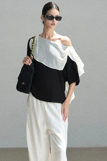 Black and White Off-Shoulder Top