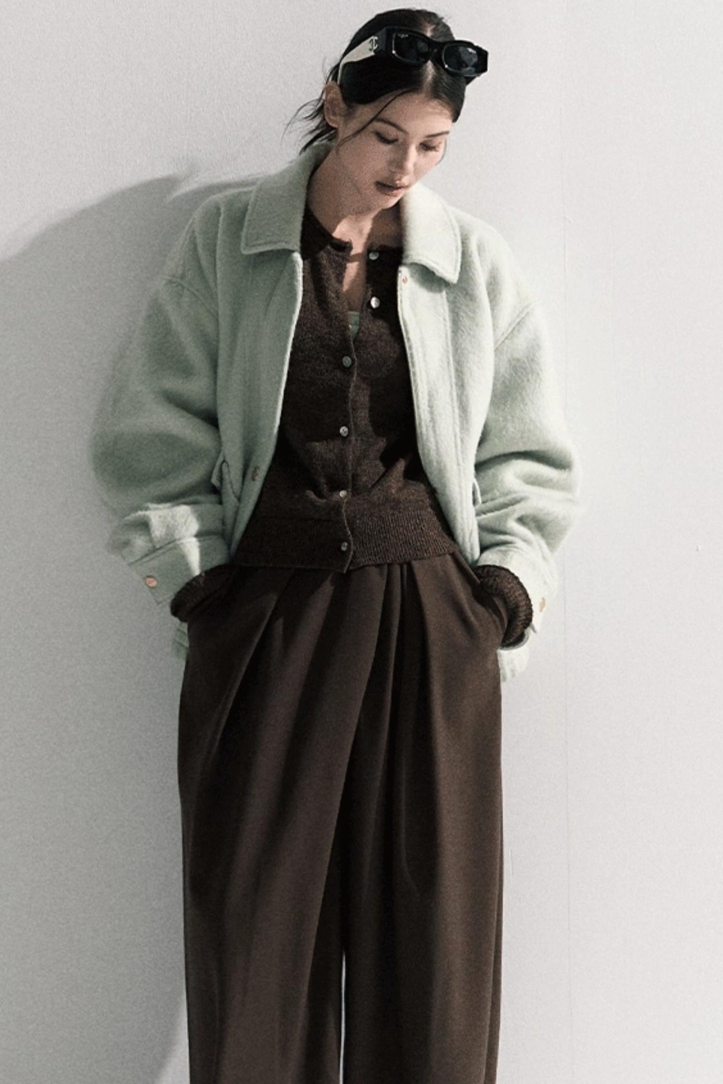 Vintage Crewneck Wool Knit Cardigan