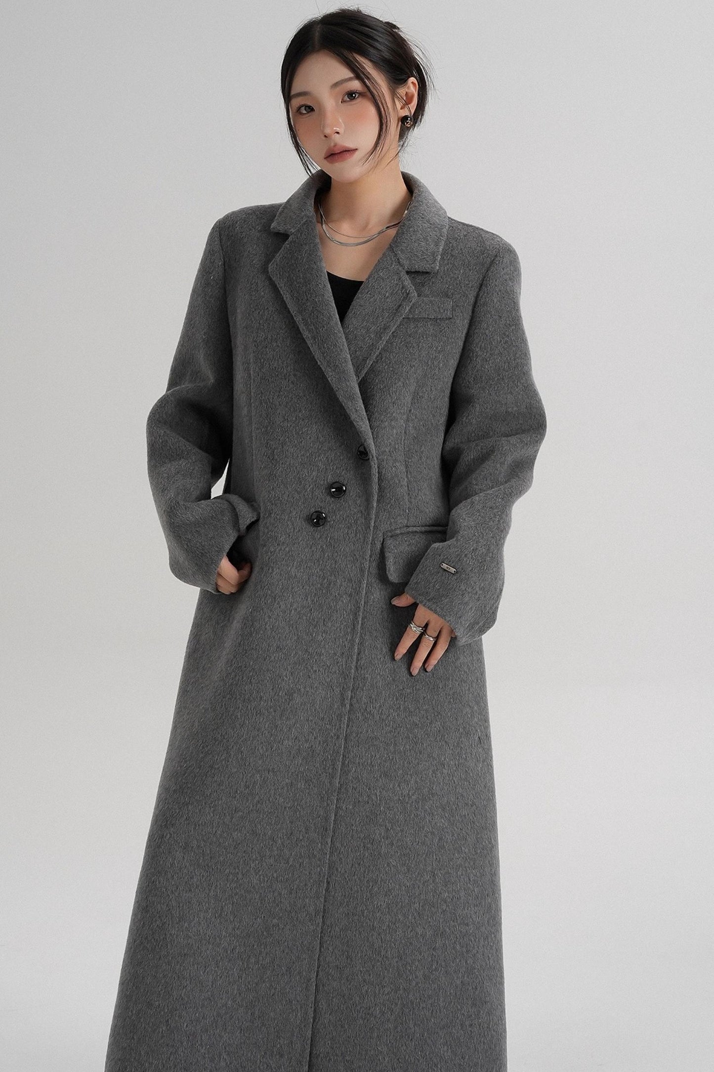 Reversible Long Shoulder Wool Coat
