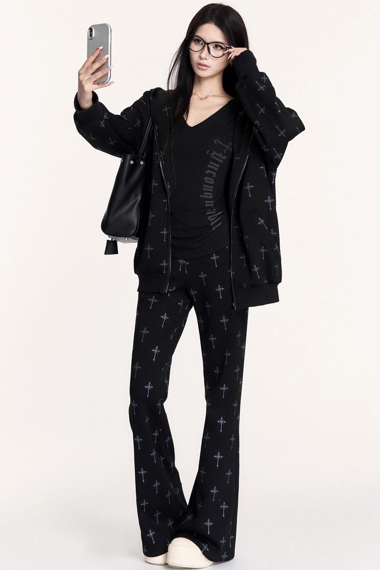 Hot Girl Hooded Sweatshirt Jacket Set-Up